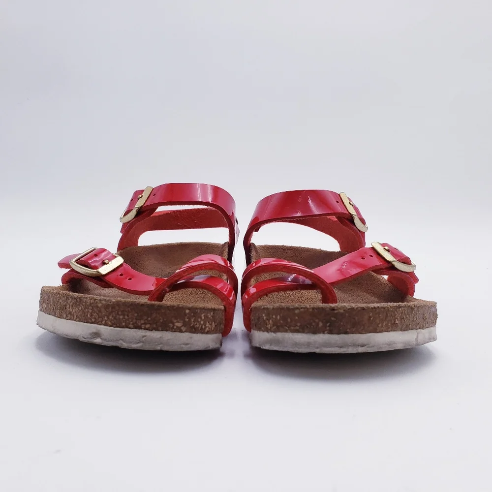 Birkenstock Kid's‎ Taormina Sandals Patent Red Birko-Flor Buckle Euro 34 US 3.5